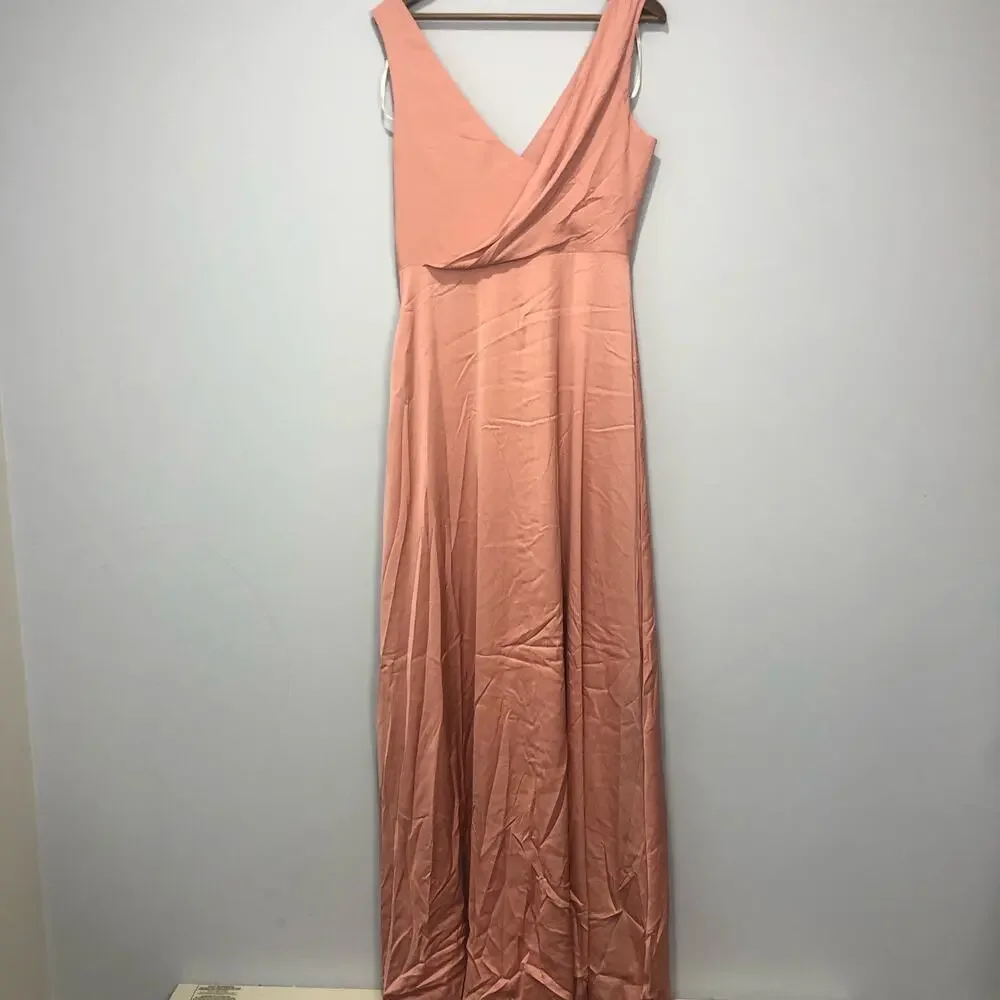 BHLDN x Donna Morgan Sabine Satin Maxi Mauve Dress US 10 - Picture 9 of 10